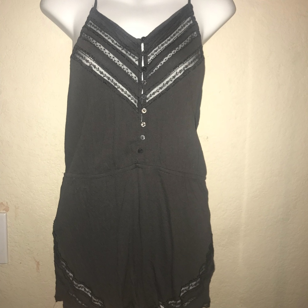 Grey button up romper